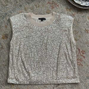 Skies Are Blue Sparkling Sequin Tank Top - Silver